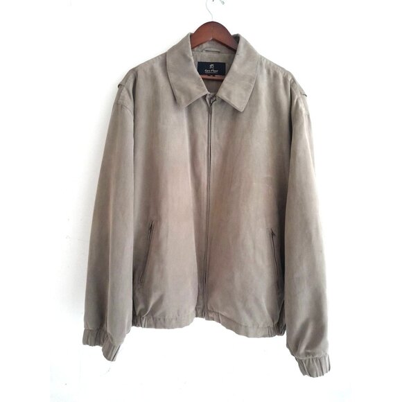 Gary Player Suede Bomber Outdoor Casual Golf Jacket Tan Size XXL - Picture 1 of 8